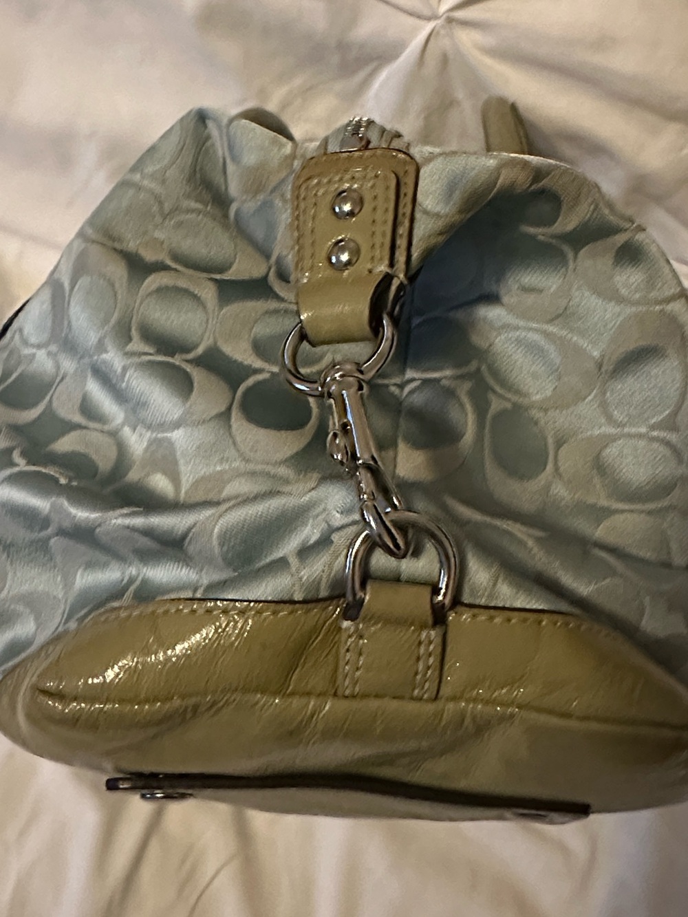 Coach Madison Sabrina Blue & Green Signature Satchel - Picture 3 of 8